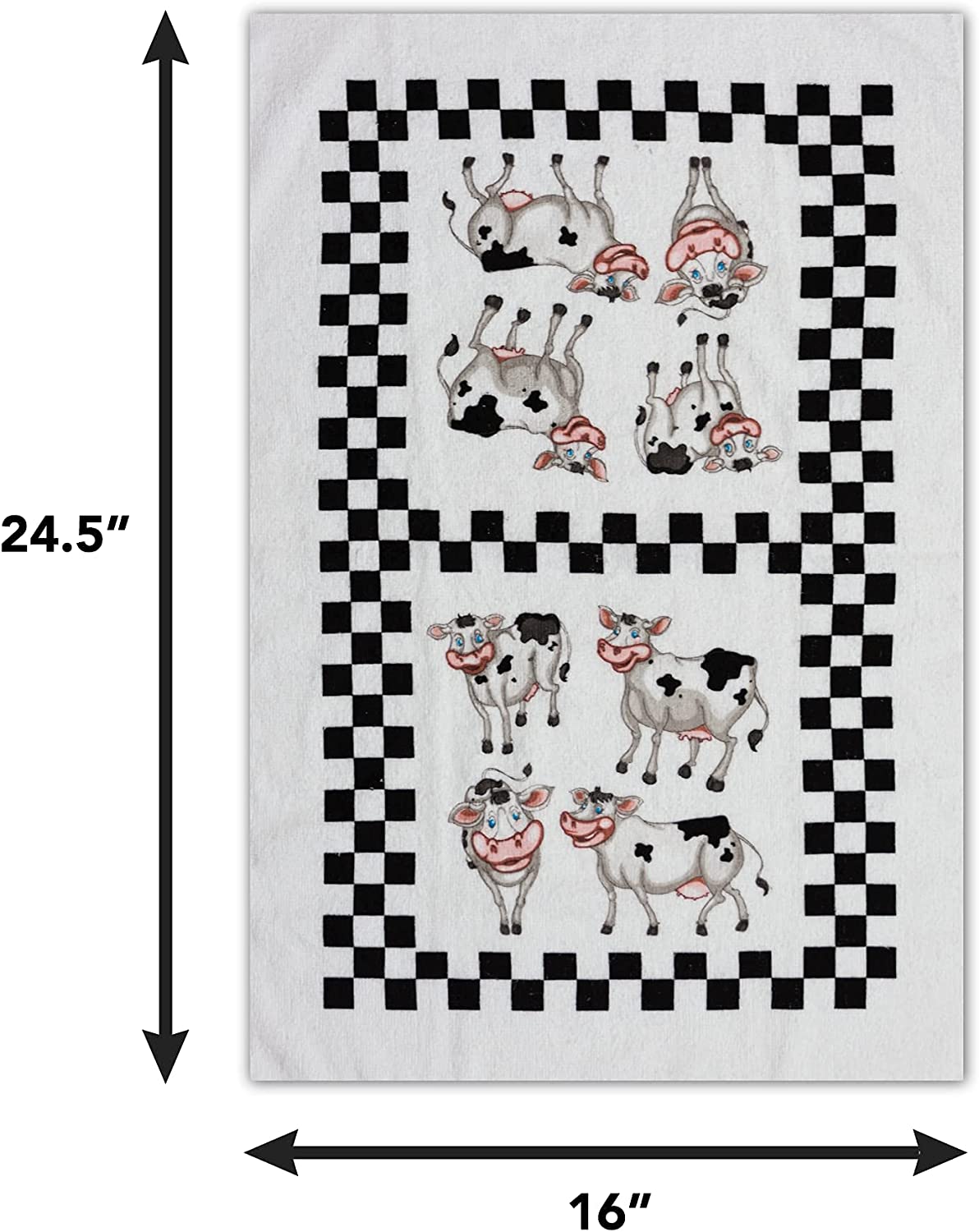 AWW GIFFTS Laughing Cows Multi-Use Kitchen Tea Towel | 100% Cotton Twill Pattern with Hanging Loop