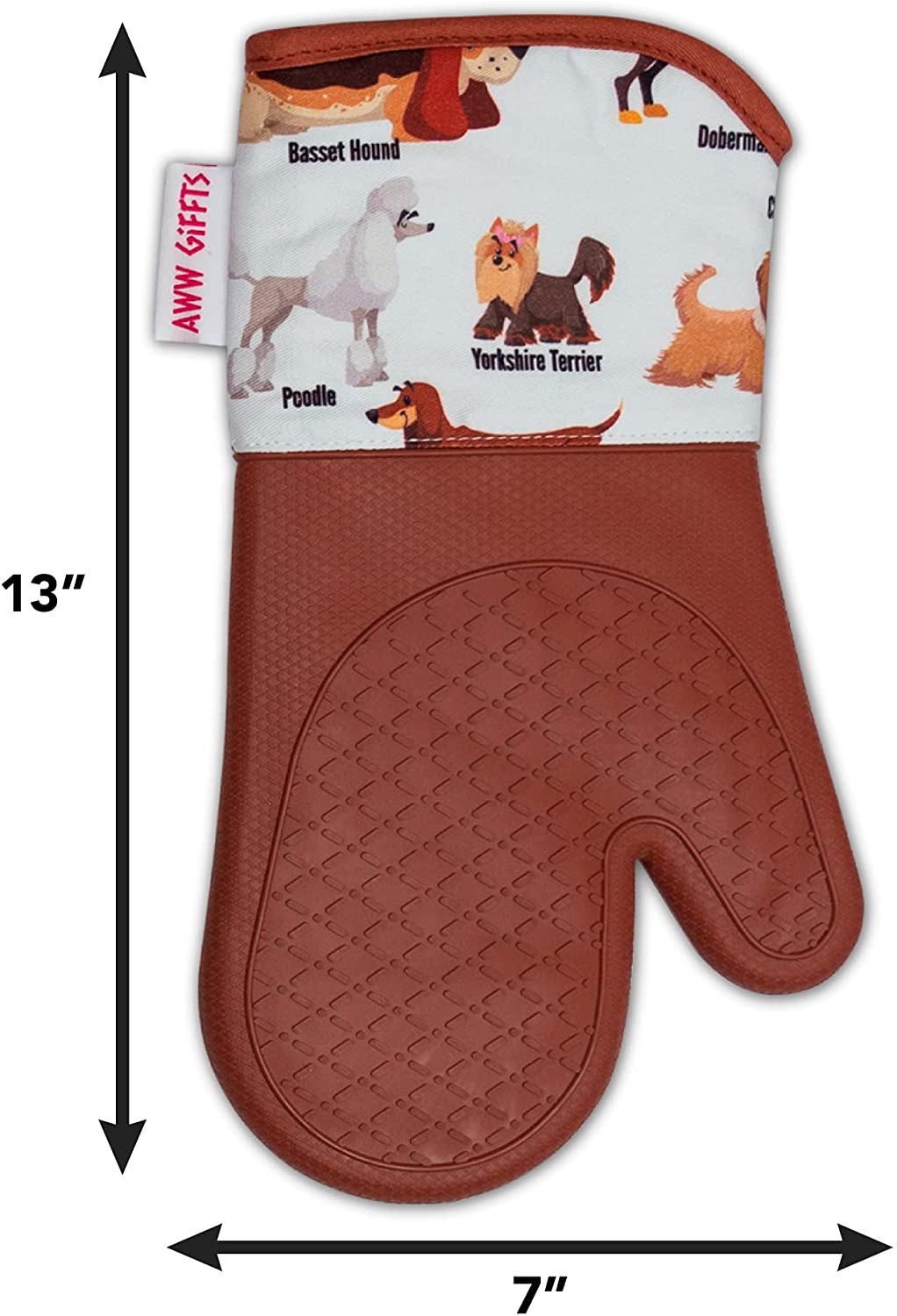 AWW GIFFTS Happy World of Dogs, Puppies Multi-Use Kitchen Tea Towel 100% Cotton Twill Dog Lover Pattern with Hanging Loop