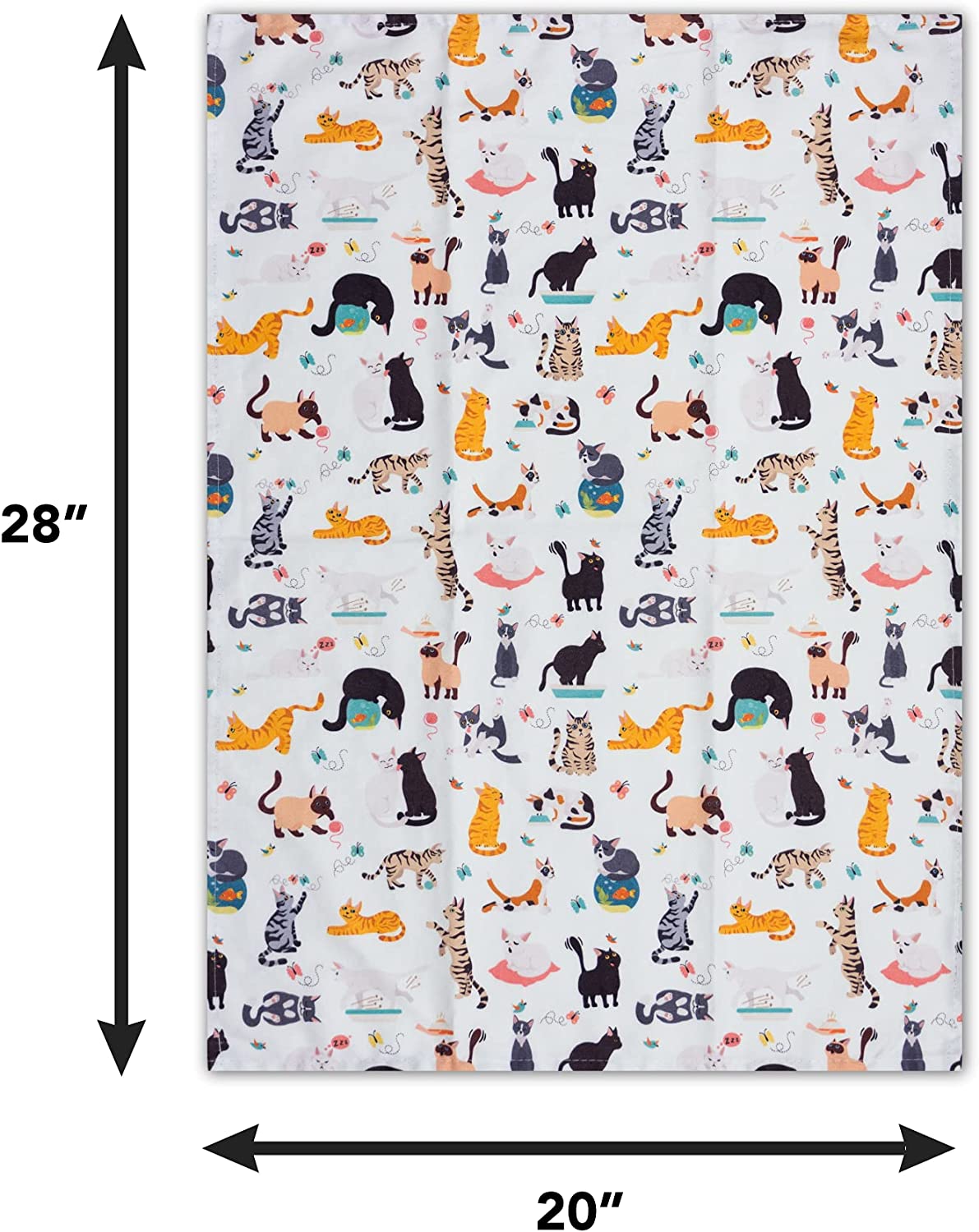 AWW GIFFTS Frisky Cats Eco-Friendly Ultra-Flex Kitchen 2-PC Oven Gloves/Mitt and Pot Holder Set | Cotton Twill/Silicone Cat Lover Pattern with Hanging Loop