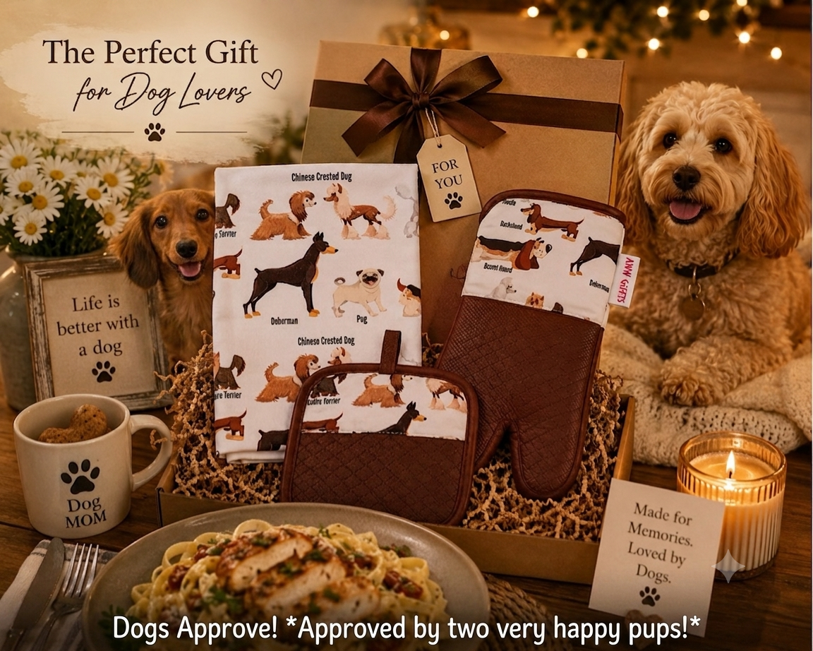 Brown Nose Dog Breeds Kitchen Gift Set - Oven Mitt, Pot Holder & Tea Towel