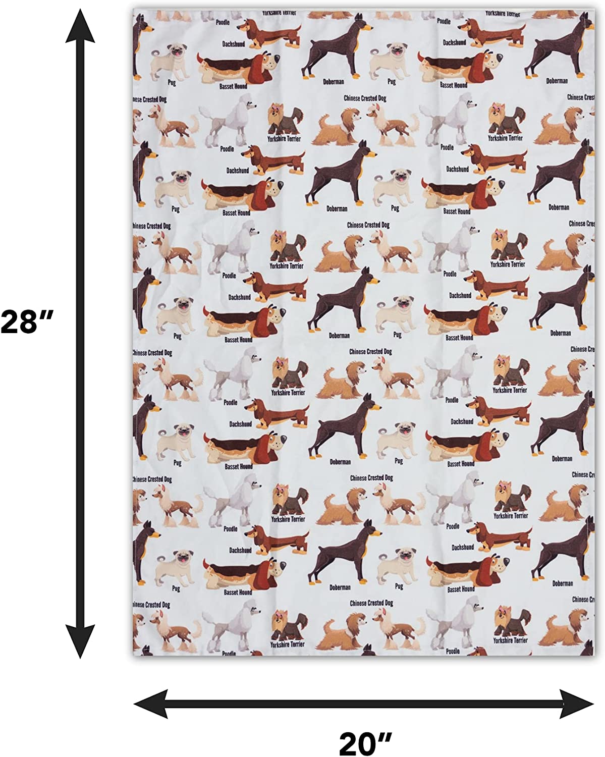 AWW GIFFTS Happy World of Dogs, Puppies Multi-Use Kitchen Tea Towel 100% Cotton Twill Dog Lover Pattern with Hanging Loop